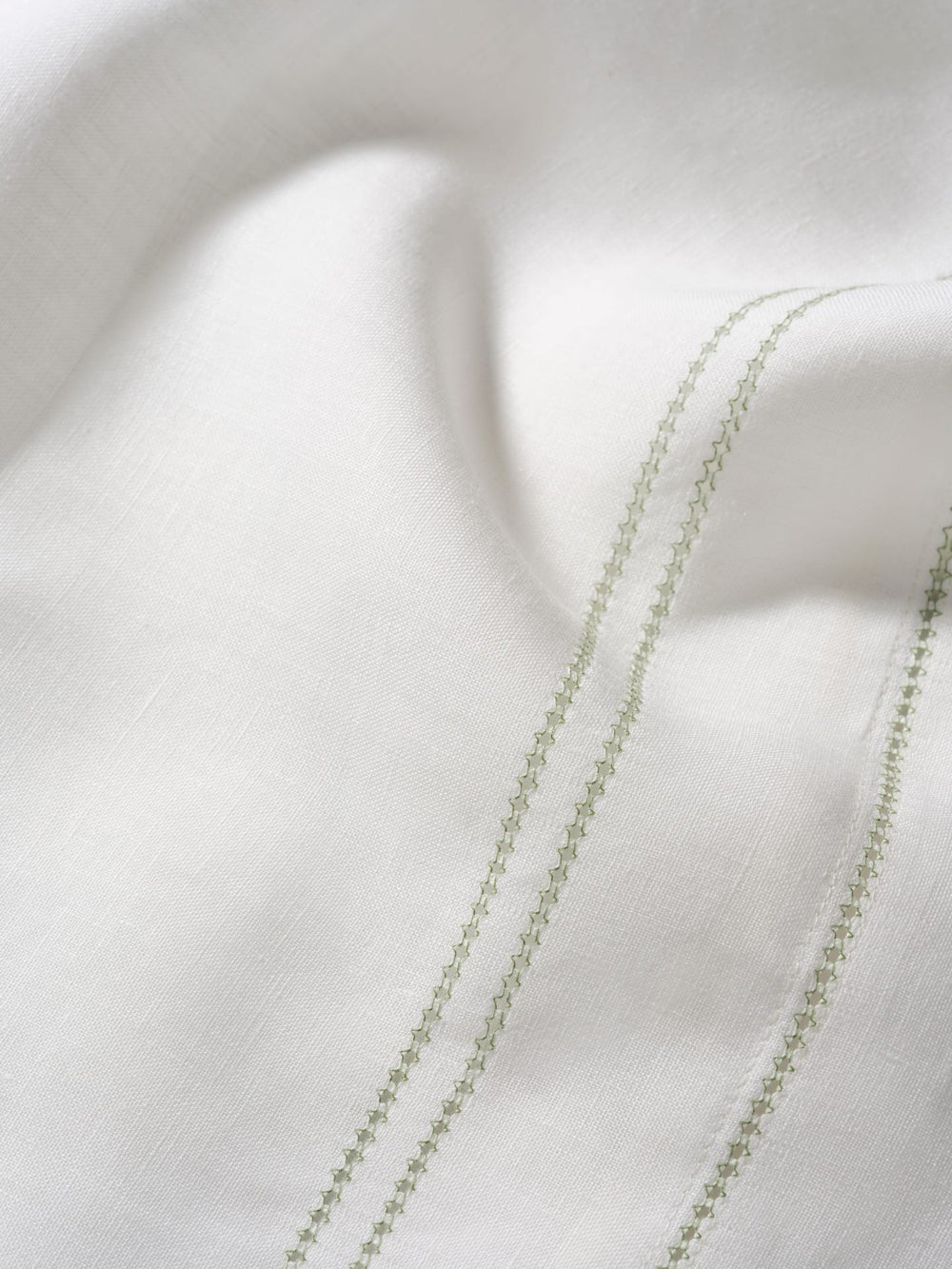 Elizaveta Top Sheet in Botanical Green Hemstitch