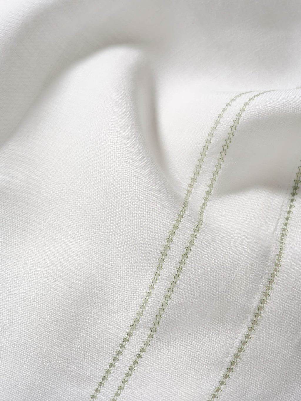 Elizaveta Top Sheet in Botanical Green Hemstitch