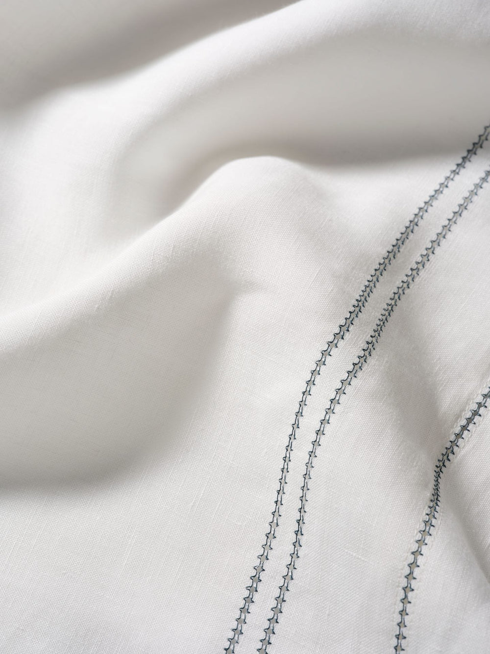 Elizaveta Top Sheet in Prussian Blue Hemstitch