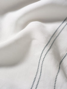 Elizaveta Duvet Cover in Prussian Blue Hemstitch