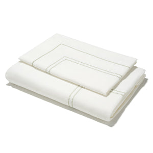 Elizaveta Bed Linen Set in Botanical Green Hemstitch