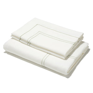 Elizaveta Bed Linen Set in Botanical Green Hemstitch