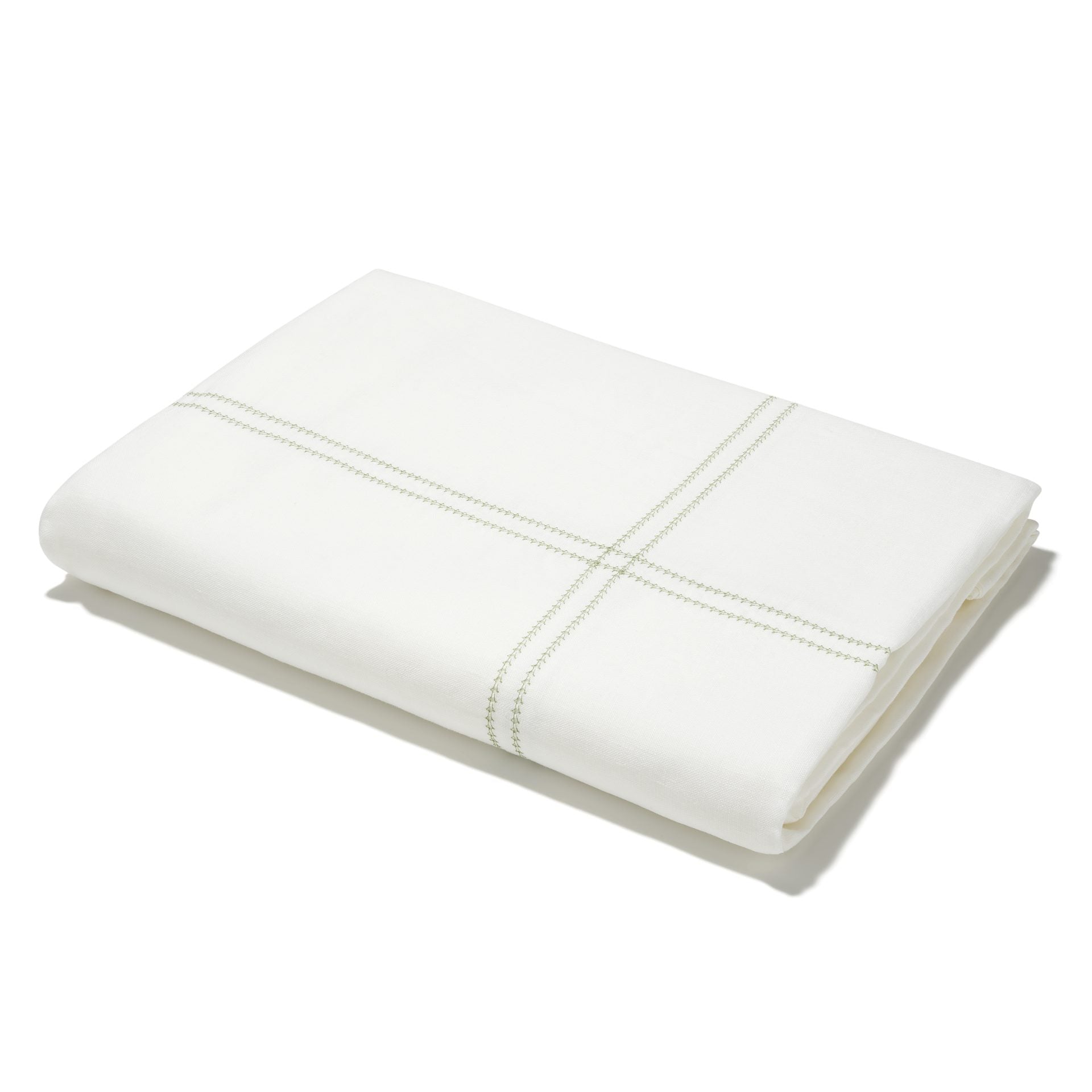 Elizaveta Duvet Cover in Botanical Green Hemstitch