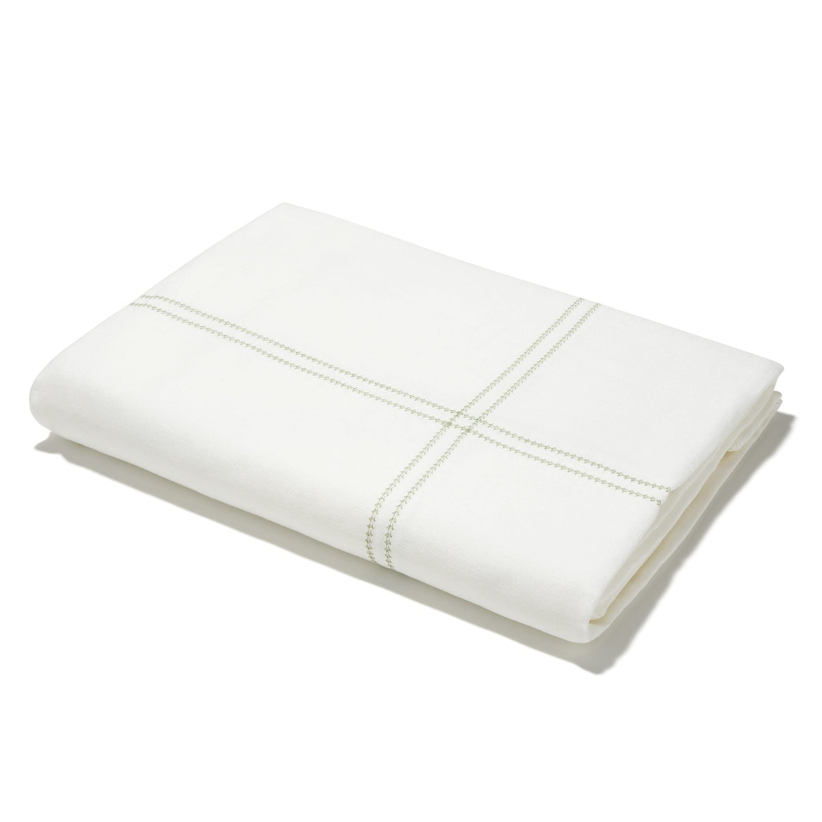 Elizaveta Duvet Cover in Botanical Green Hemstitch