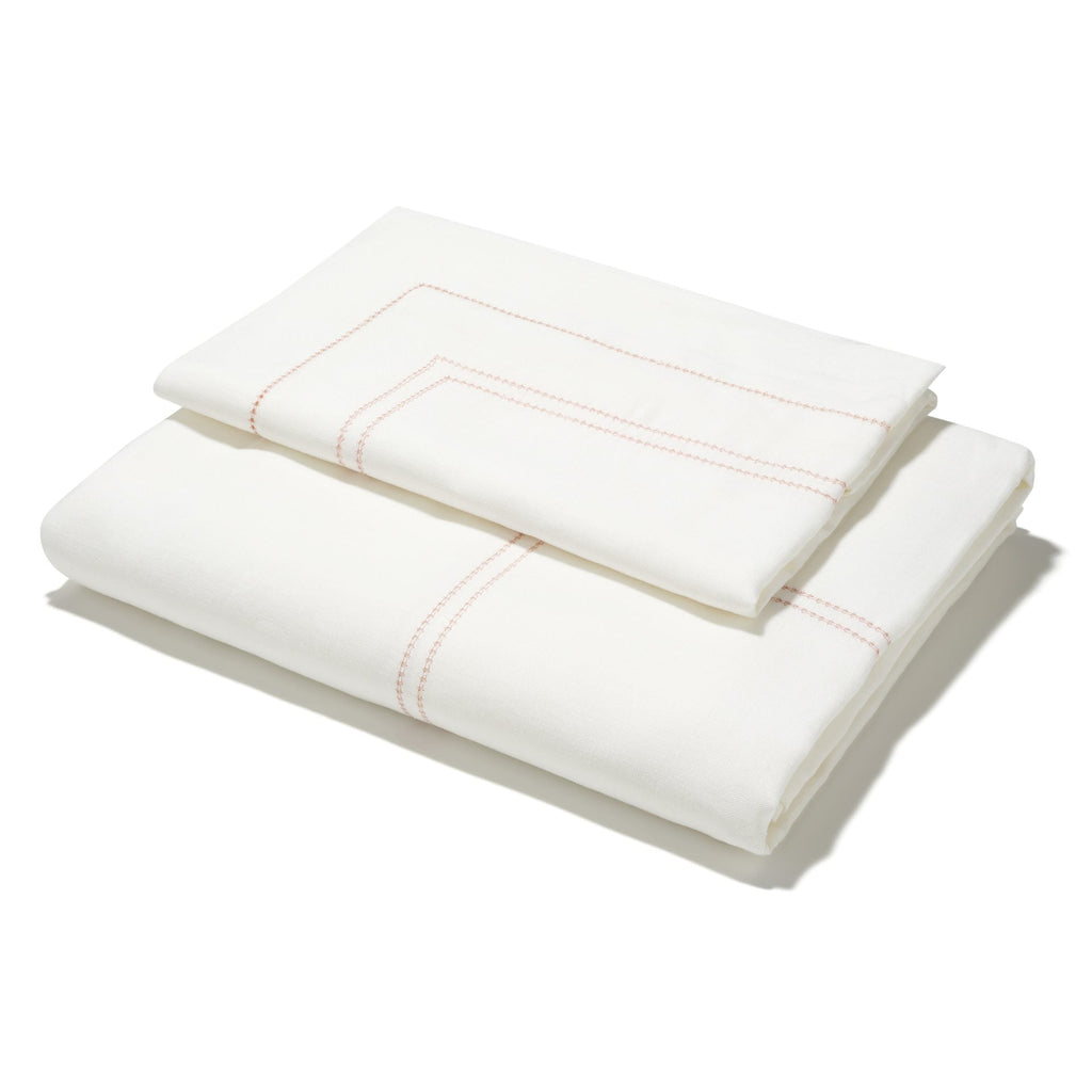 Elizaveta Bed Linen Set in Coral Hemstitch