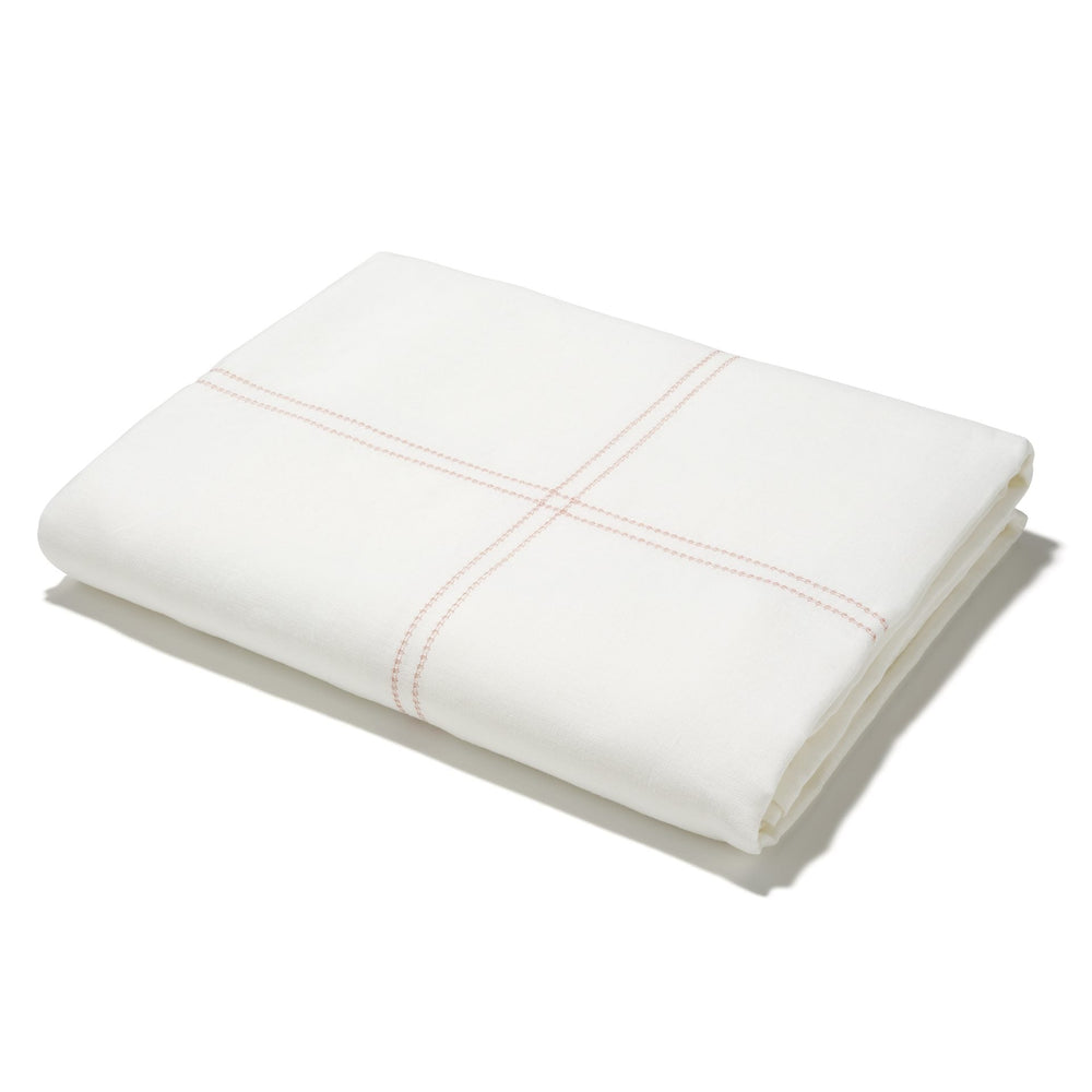 Elizaveta Duvet Cover in Coral Hemstitch