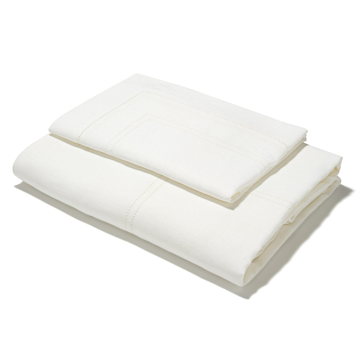 Elizaveta Bed Linen Set in Ivory White Hemstitch
