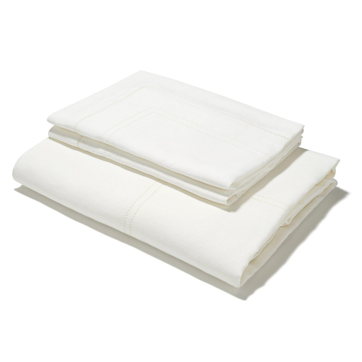 Elizaveta Bed Linen Set in Ivory White Hemstitch