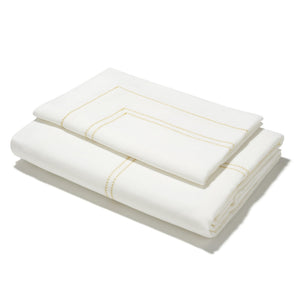 Elizaveta Bed Linen Set in Ochre Hemstitch