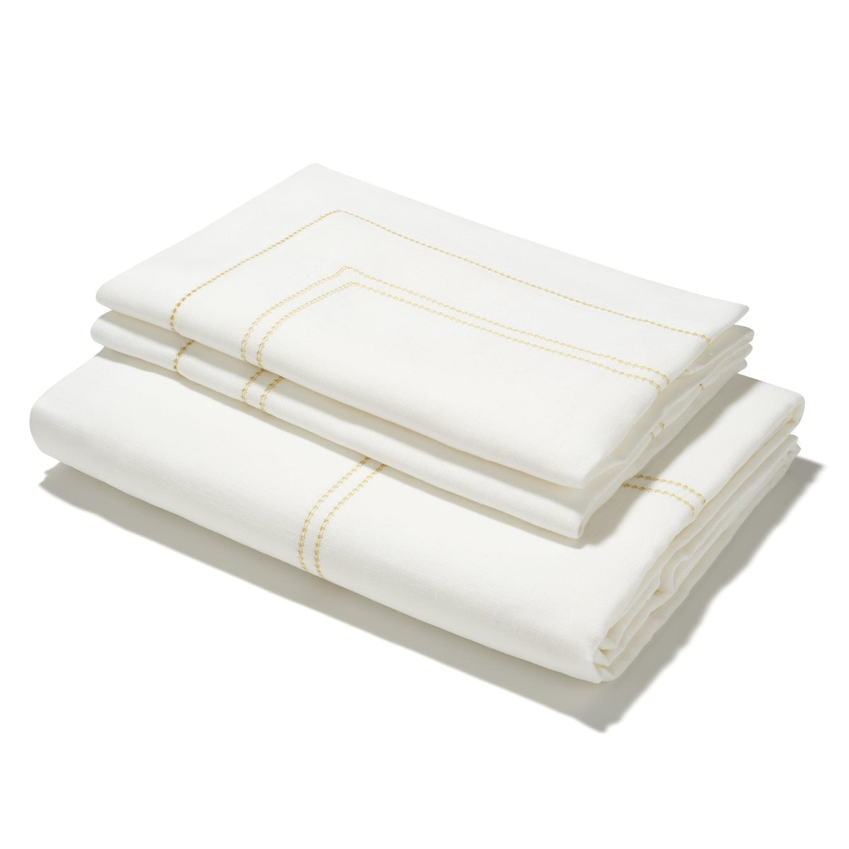 Elizaveta Bed Linen Set in Ochre Hemstitch
