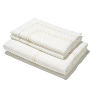 Elizaveta Bed Linen Set in Ochre Hemstitch