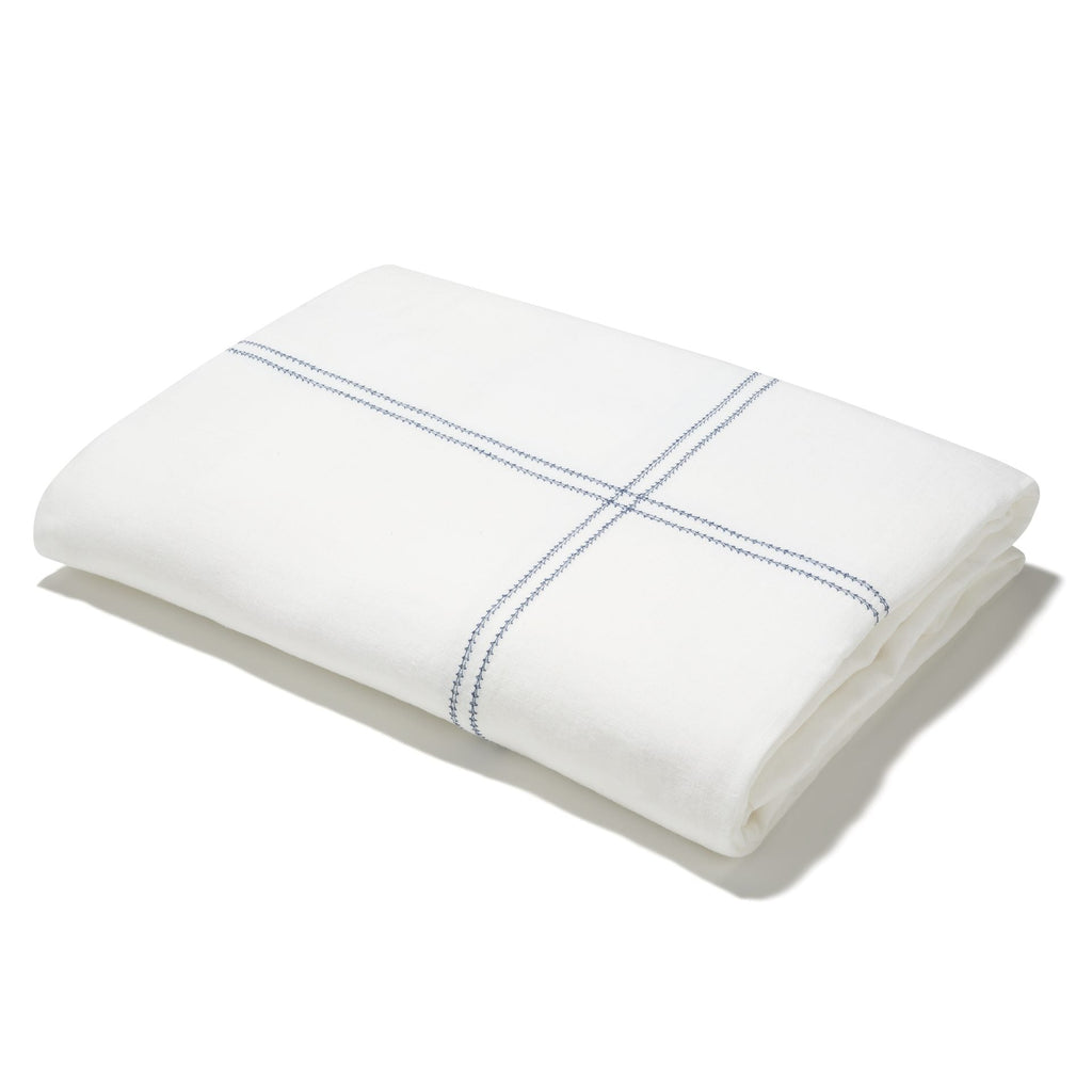 Elizaveta Duvet Cover in Prussian Blue Hemstitch