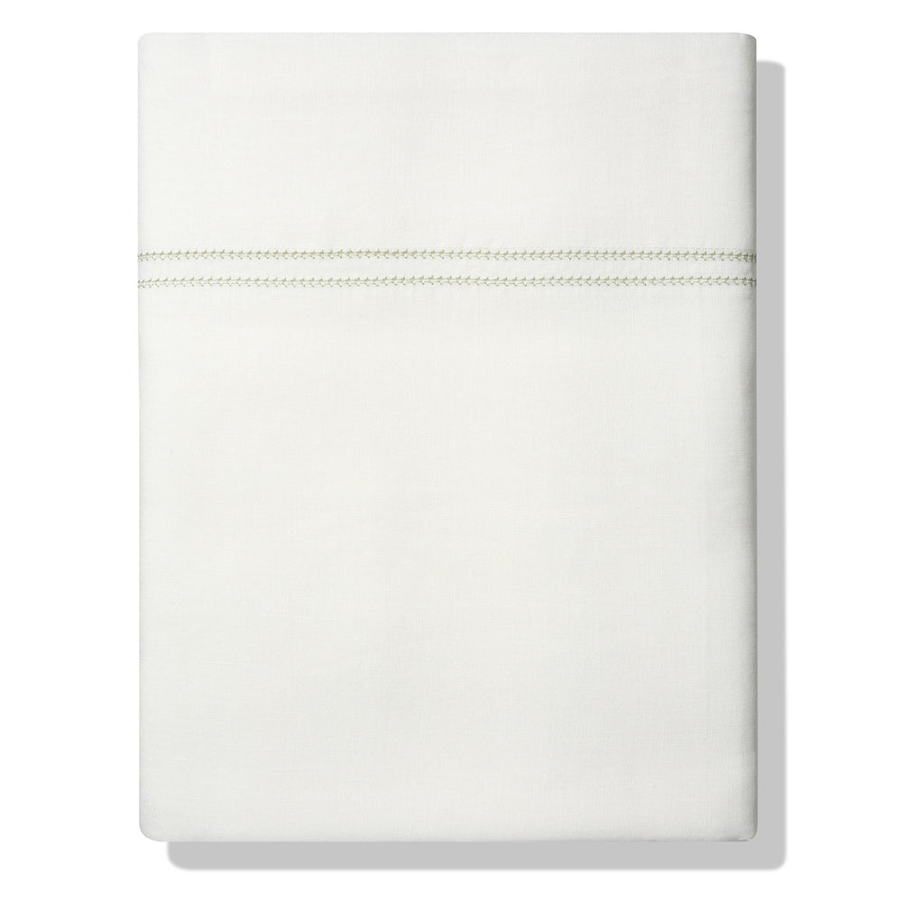 Elizaveta Top Sheet in Botanical Green Hemstitch