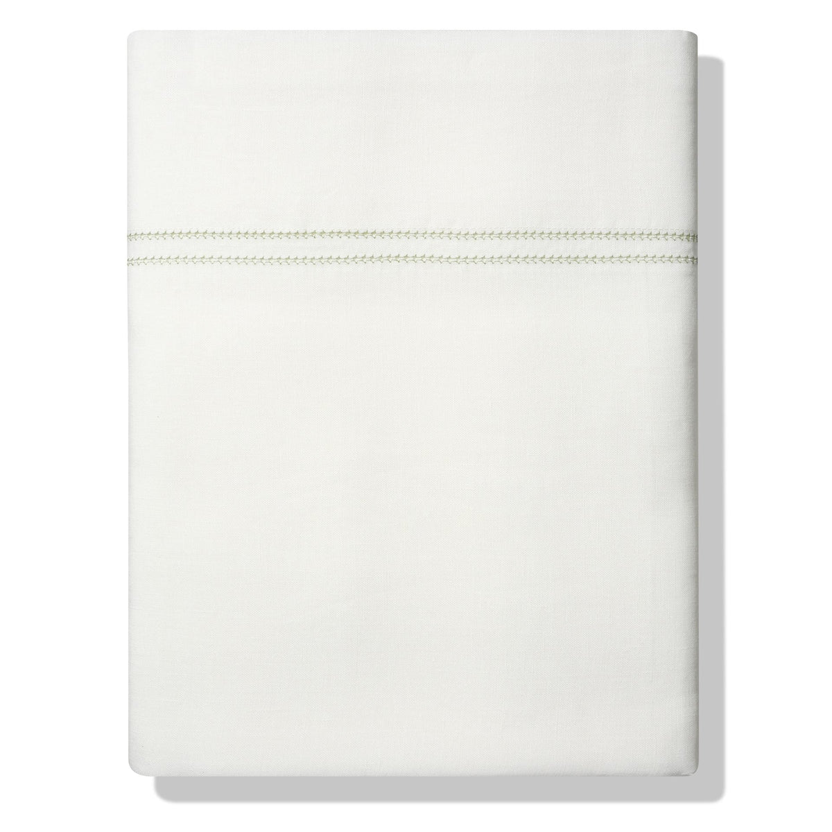 Elizaveta Top Sheet in Botanical Green Hemstitch