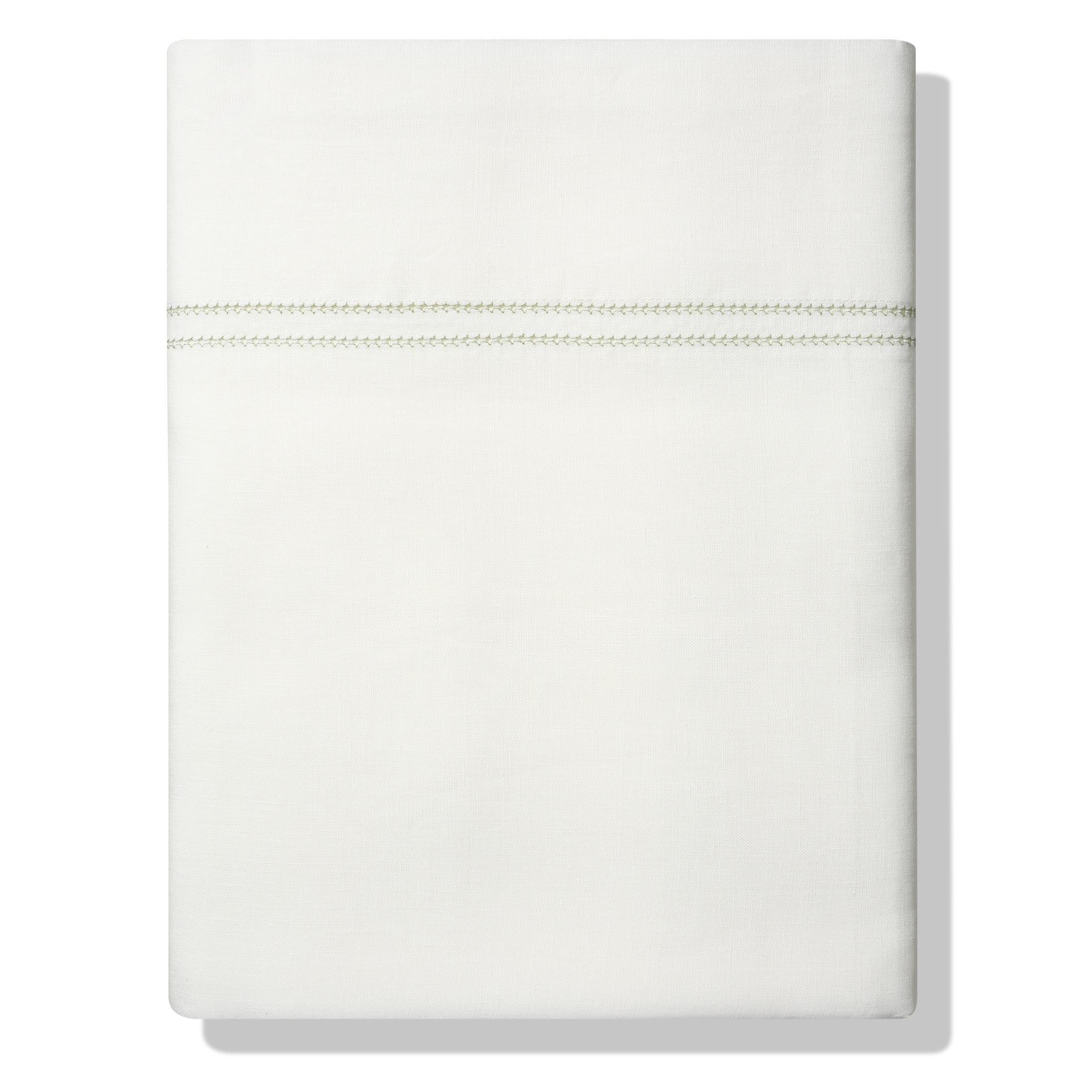 Elizaveta Top Sheet in Botanical Green Hemstitch