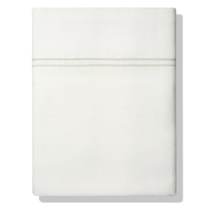 Elizaveta Top Sheet in Botanical Green Hemstitch