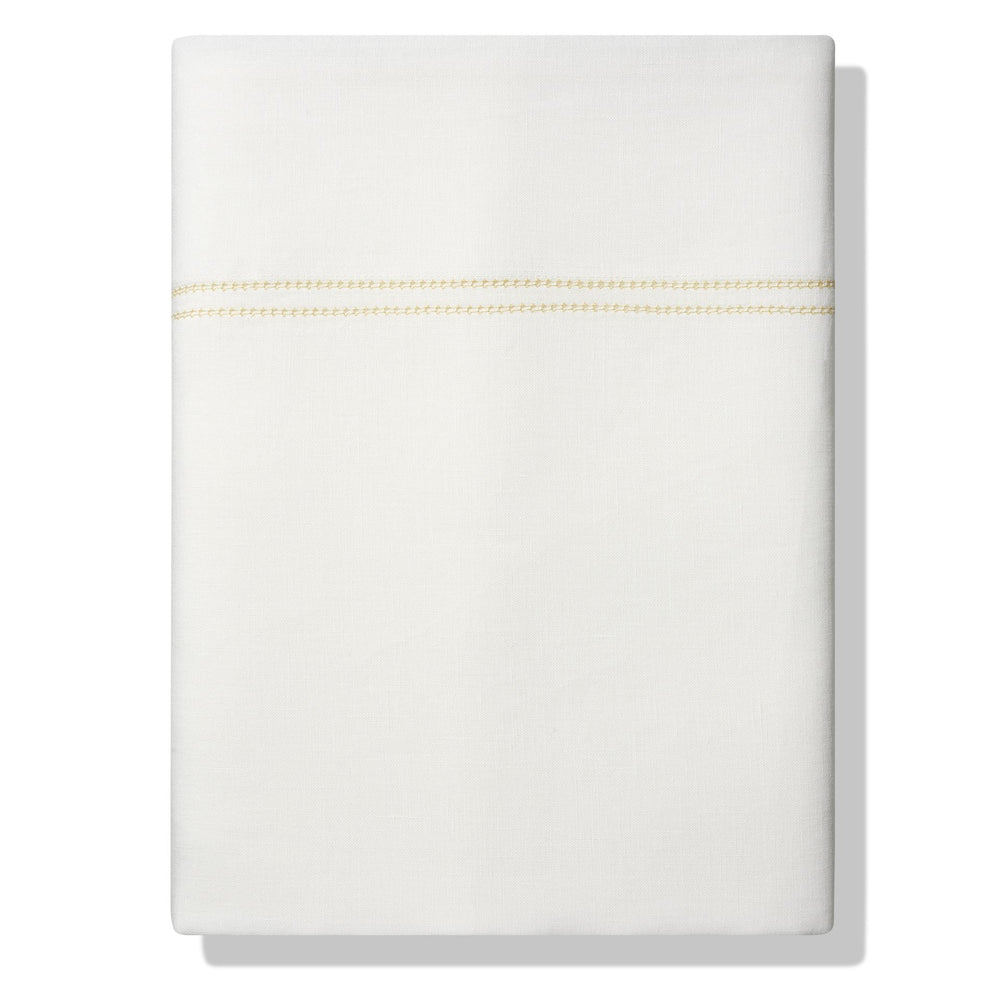 Elizaveta Top Sheet in Ochre Hemstitch