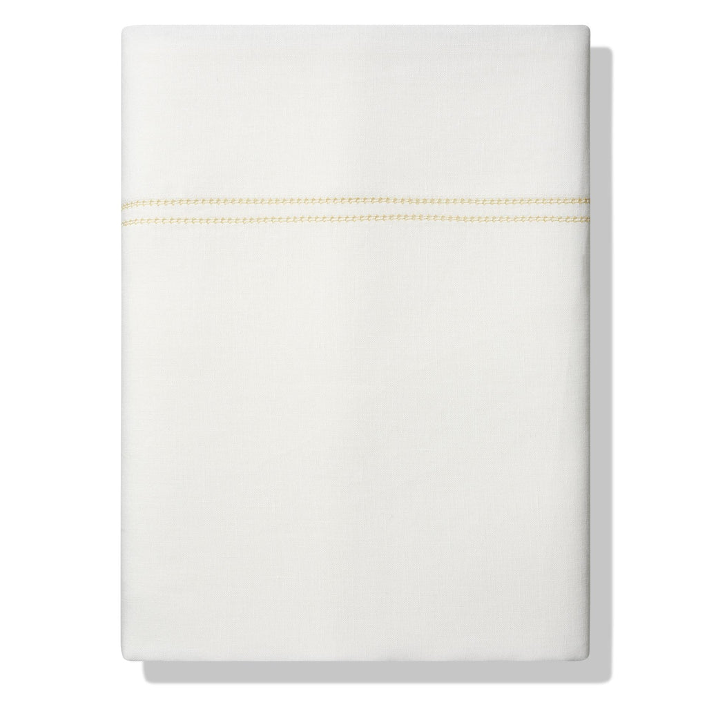 Elizaveta Top Sheet in Ochre Hemstitch