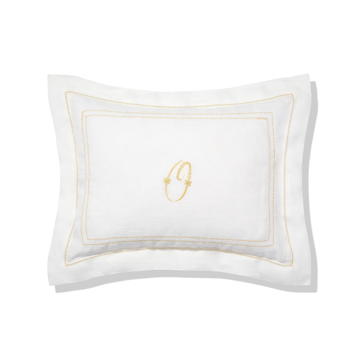 Elizaveta personalised boudoir pillow in ochre hemstitch