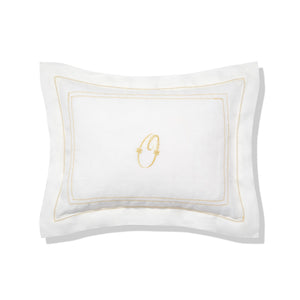 Elizaveta personalised boudoir pillow in ochre hemstitch