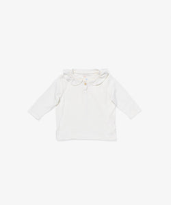 Hen Baby Shirt in Vanilla Piping
