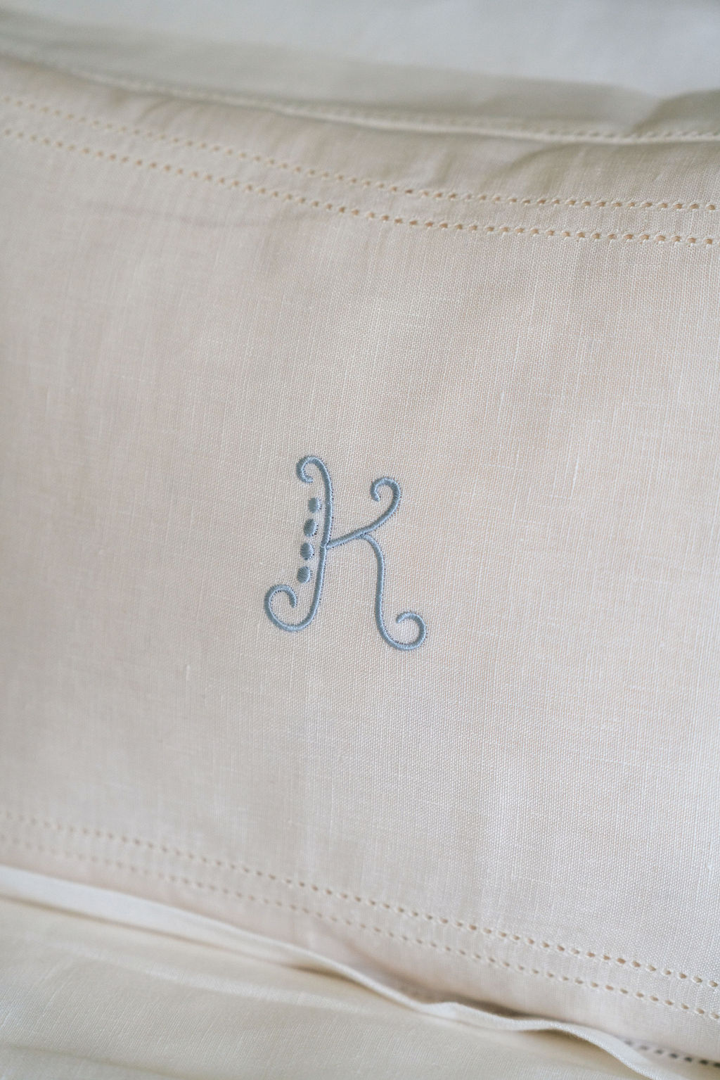 Elizaveta Boudoir Pillow in Ivory White Hemstitch