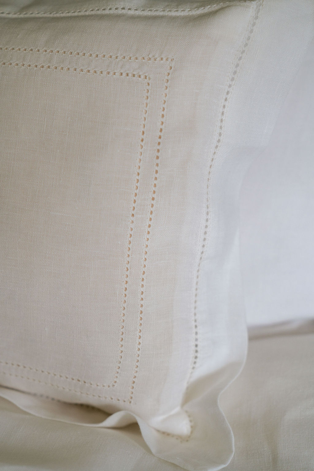 Elizaveta Boudoir Pillow in Ivory White Hemstitch