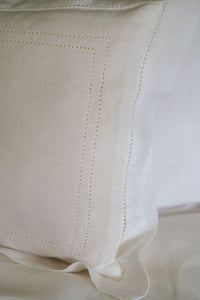 Elizaveta Boudoir Pillow in Ivory White Hemstitch