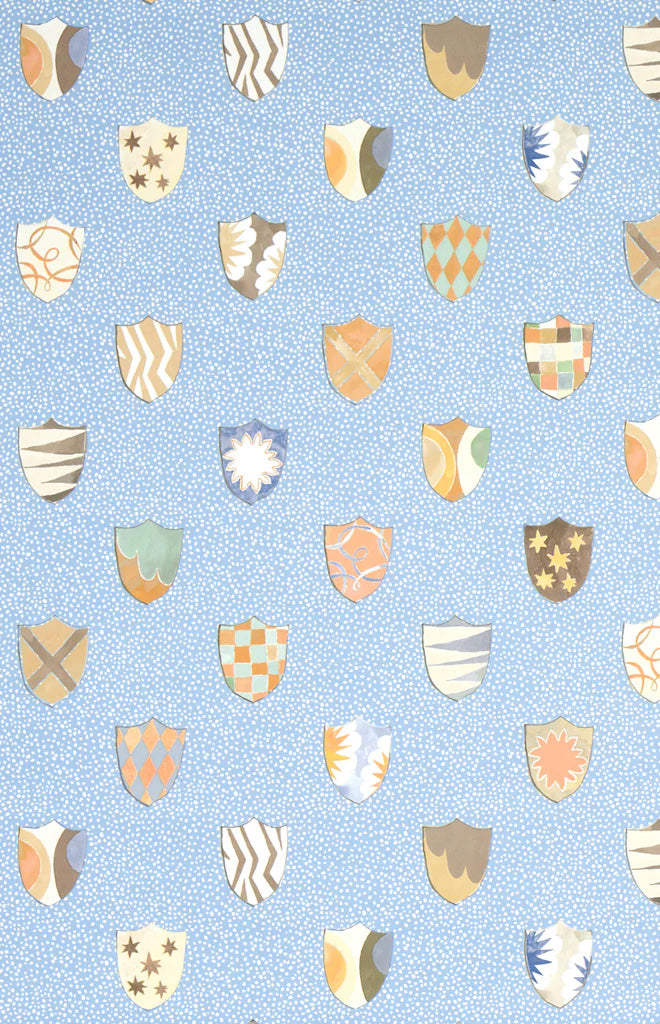Heraldic Wallpaper in Oxford Blue