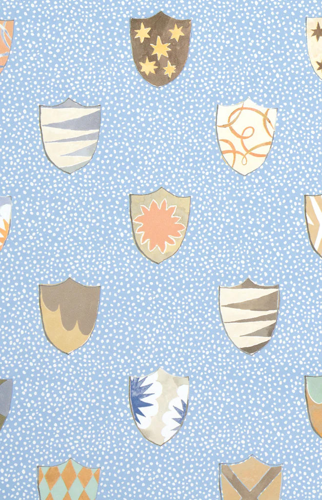 Heraldic Wallpaper in Oxford Blue