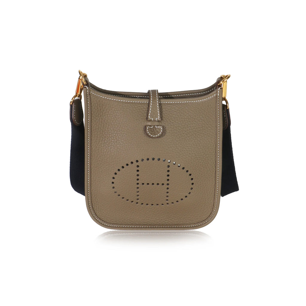 Hermes Bleu Indigo Etoupe Clemence Amazone Mini Evelyne TPM GHW