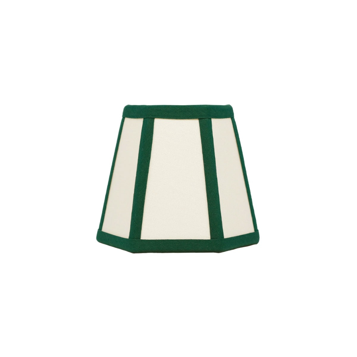 Hexagon Linen Candle Shade with Green Trim