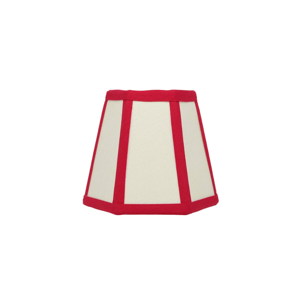 Hexagon Linen Candle Shade with Red Trim