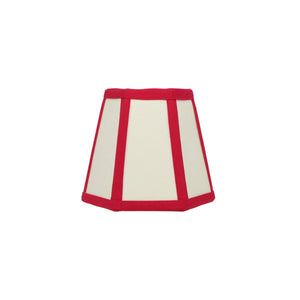 Hexagon Linen Candle Shade with Red Trim
