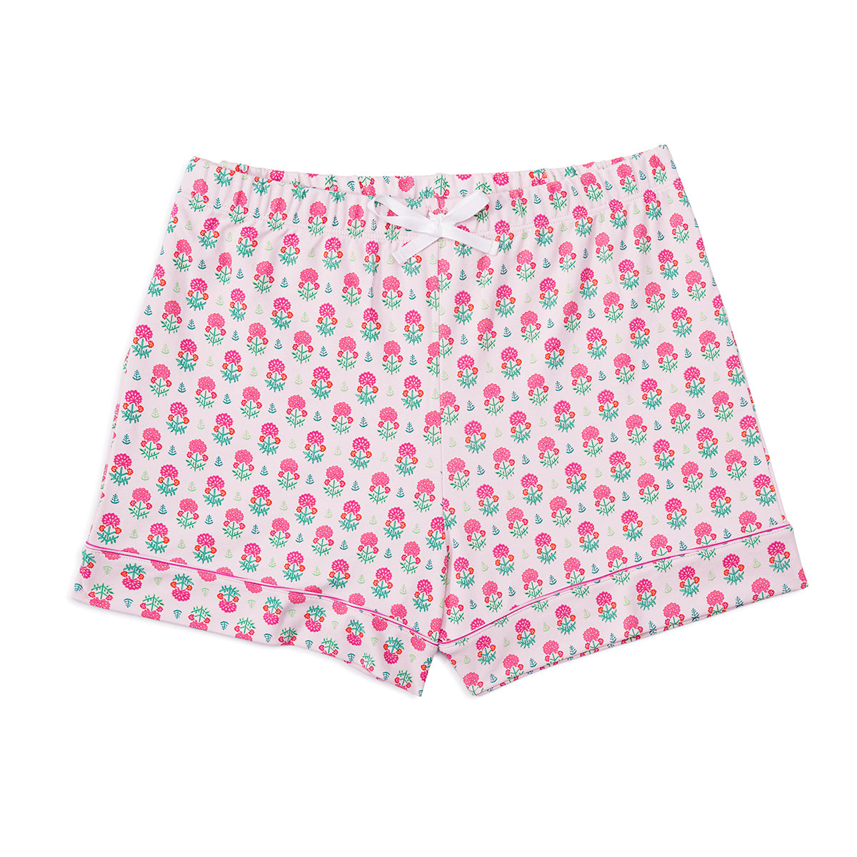 Women's Geranium Block Button Front Short Pajama Set in Pink