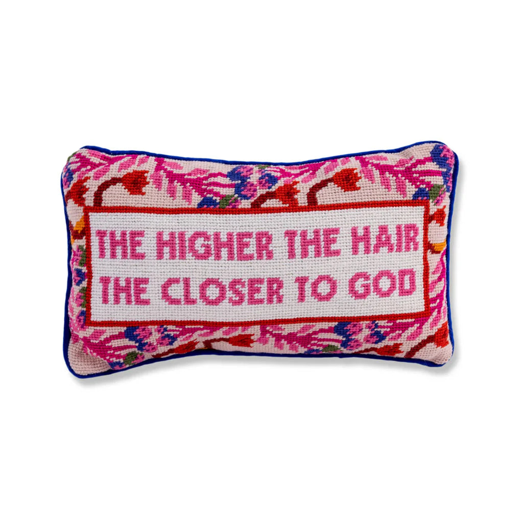 Higher The Hair Needlepoint Pillow