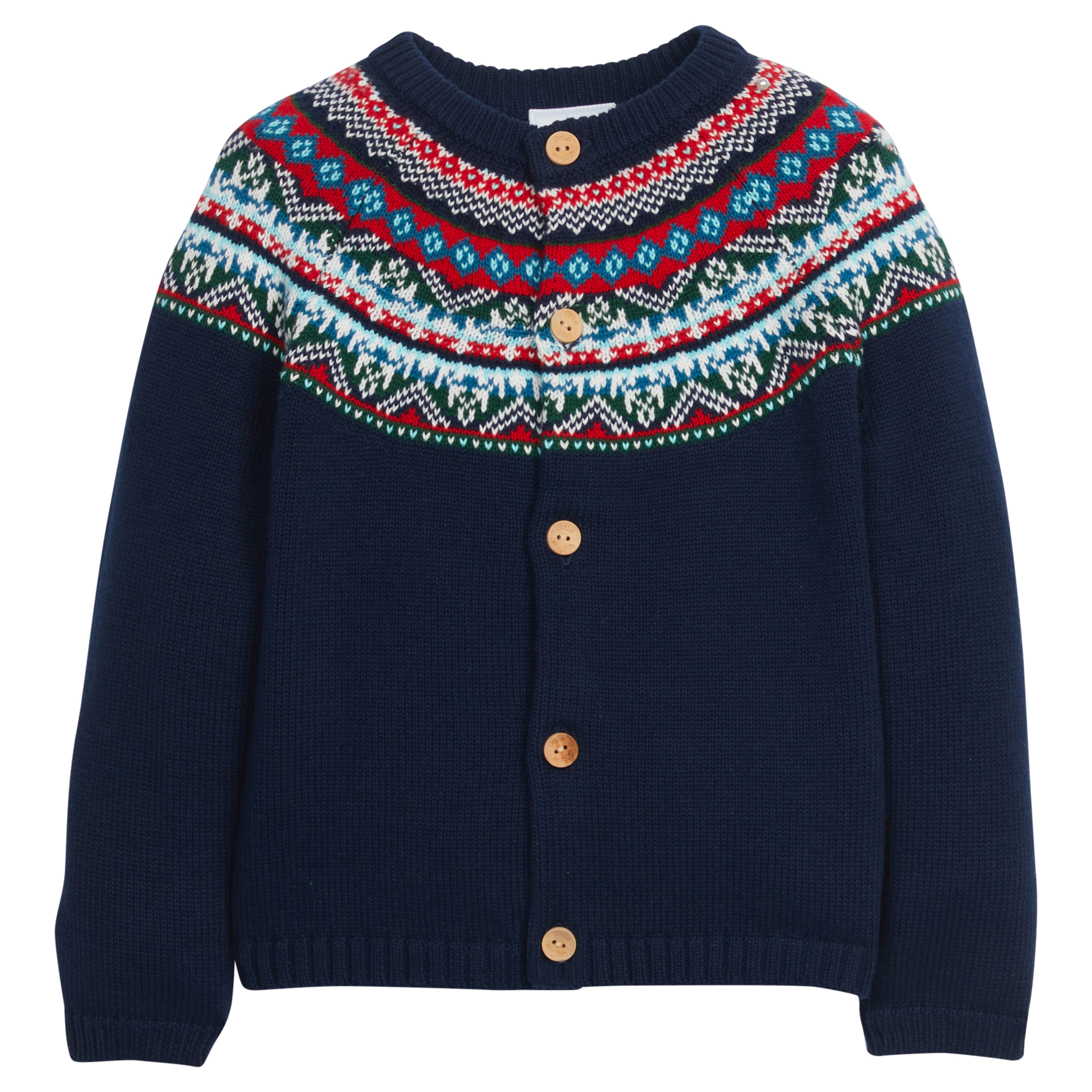 Childs Highlands Fair Isle Cardigan in Navy