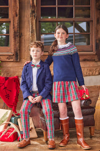  Little English traditional children's clothing, Highlands Fair Isle cardigan in navy 