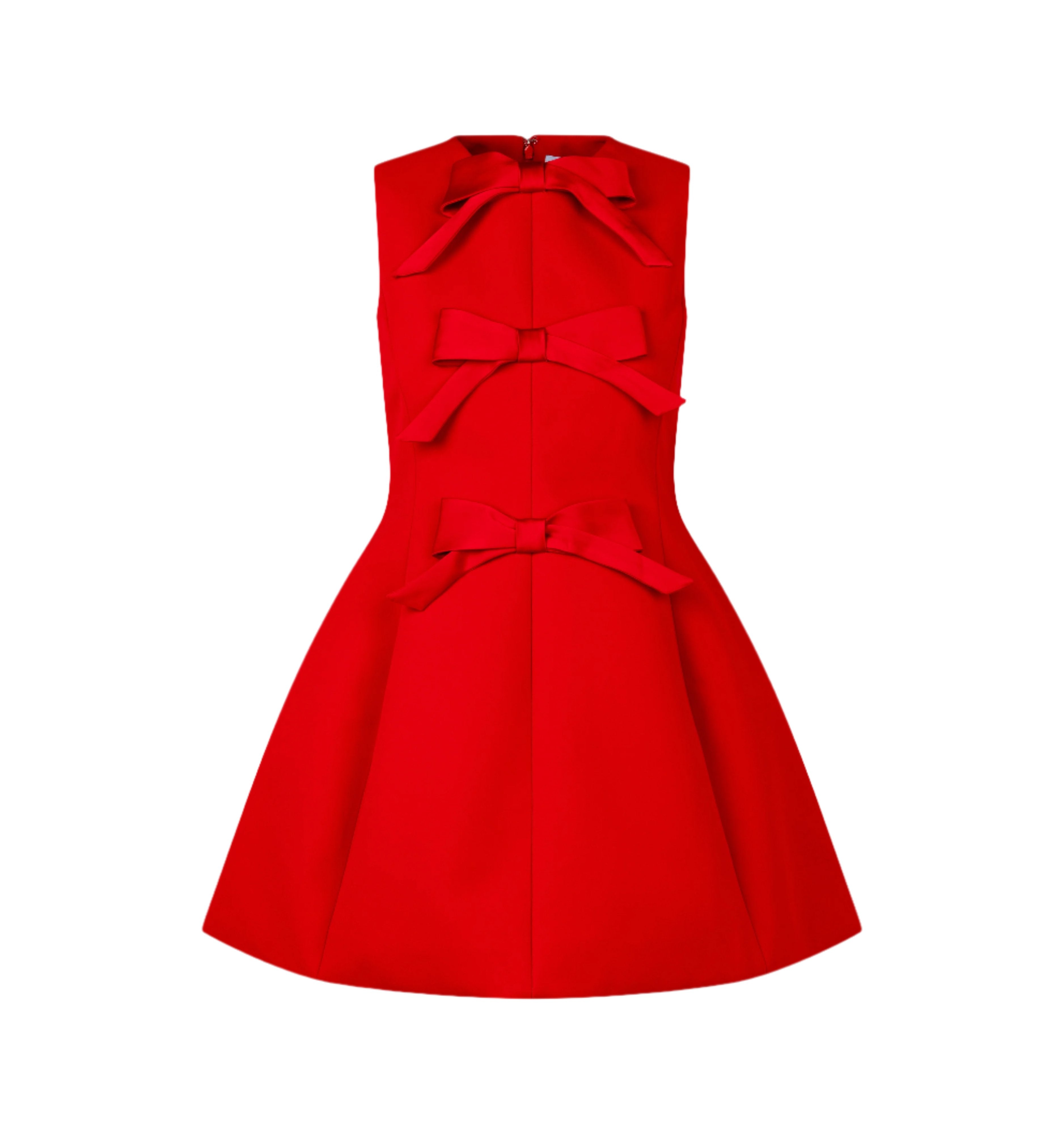 The Blythe Bow Dress in Red with Red Bows