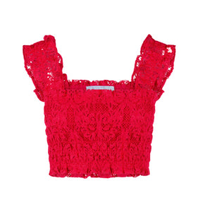 The Azalea Nap Top in Cerise Lace