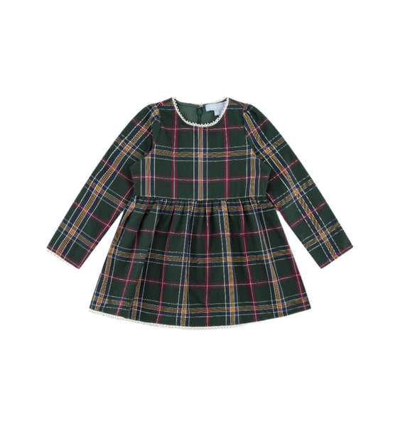 The Tiny Lottie Dress in Juniper Tartan Over The Moon