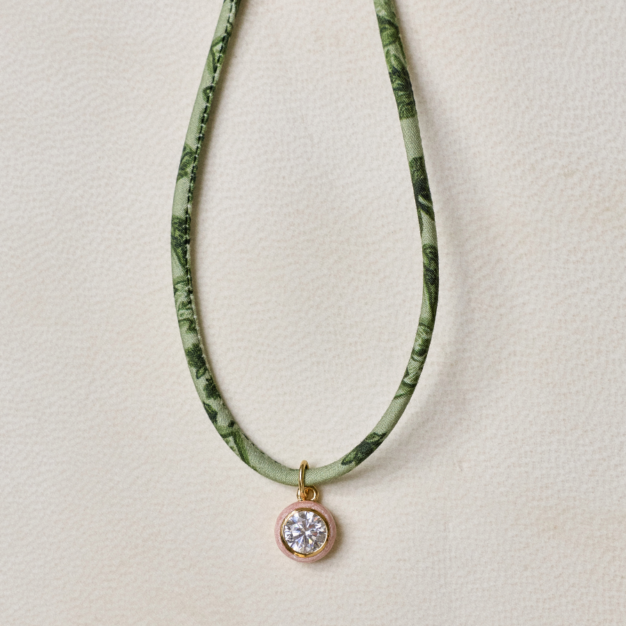 HART x Hill House Meadowbrook Floral Necklace Cord with Pink Bezel Charm