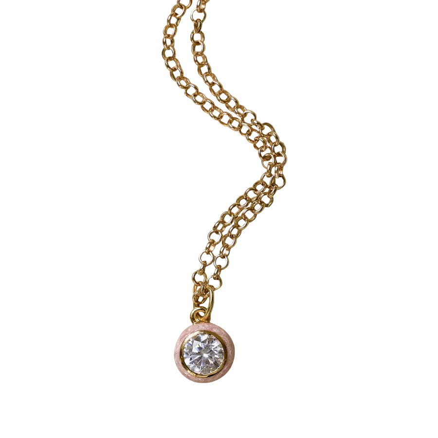 HART x Hill House Shimmer Pink Enamel Bezel Necklace