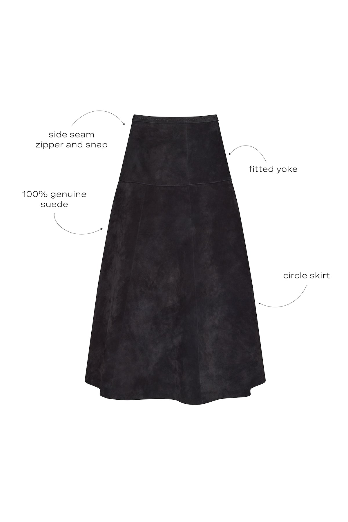 Ida Suede Skirt in Noir Suede