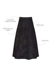 Ida Suede Skirt in Noir Suede