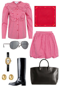 Mae Top in Carmine Check