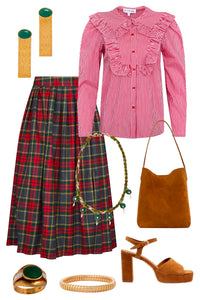 Mae Top in Carmine Check