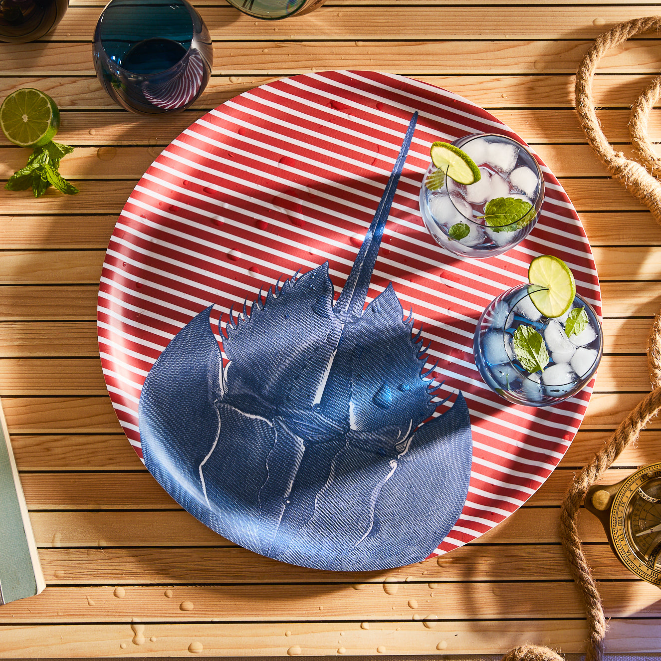 Horseshoe Crab Large Round Birchwood Tray