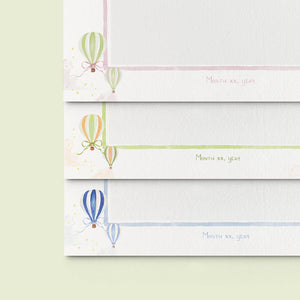 Hot Air Balloons Birth Announcement with Photo, Set of 50