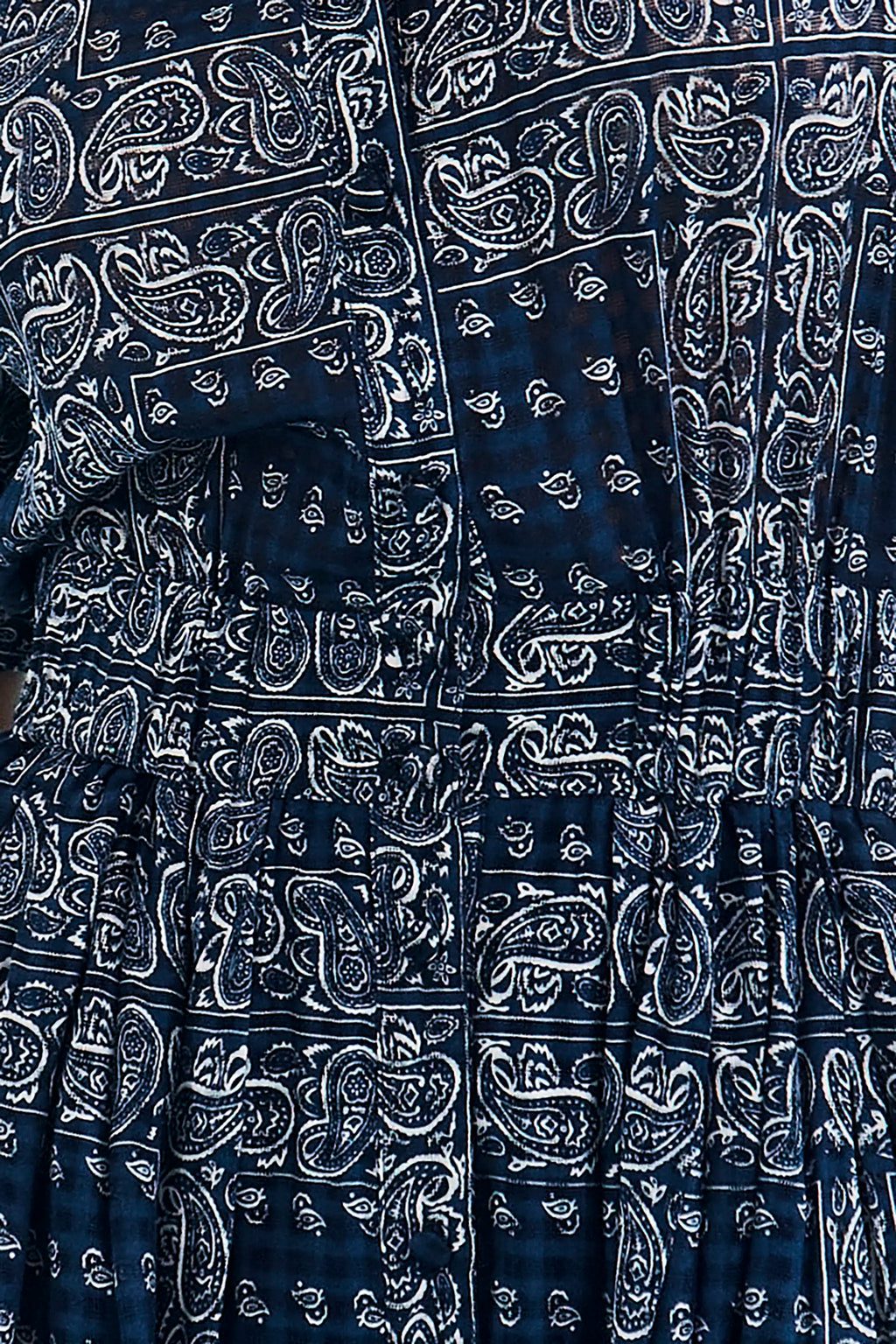 Close up of the Howard Dress in Inkwell Paisley.